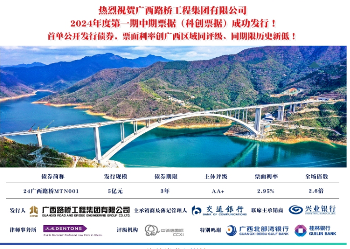热烈祝贺！广西路桥集团首次公开发债成功